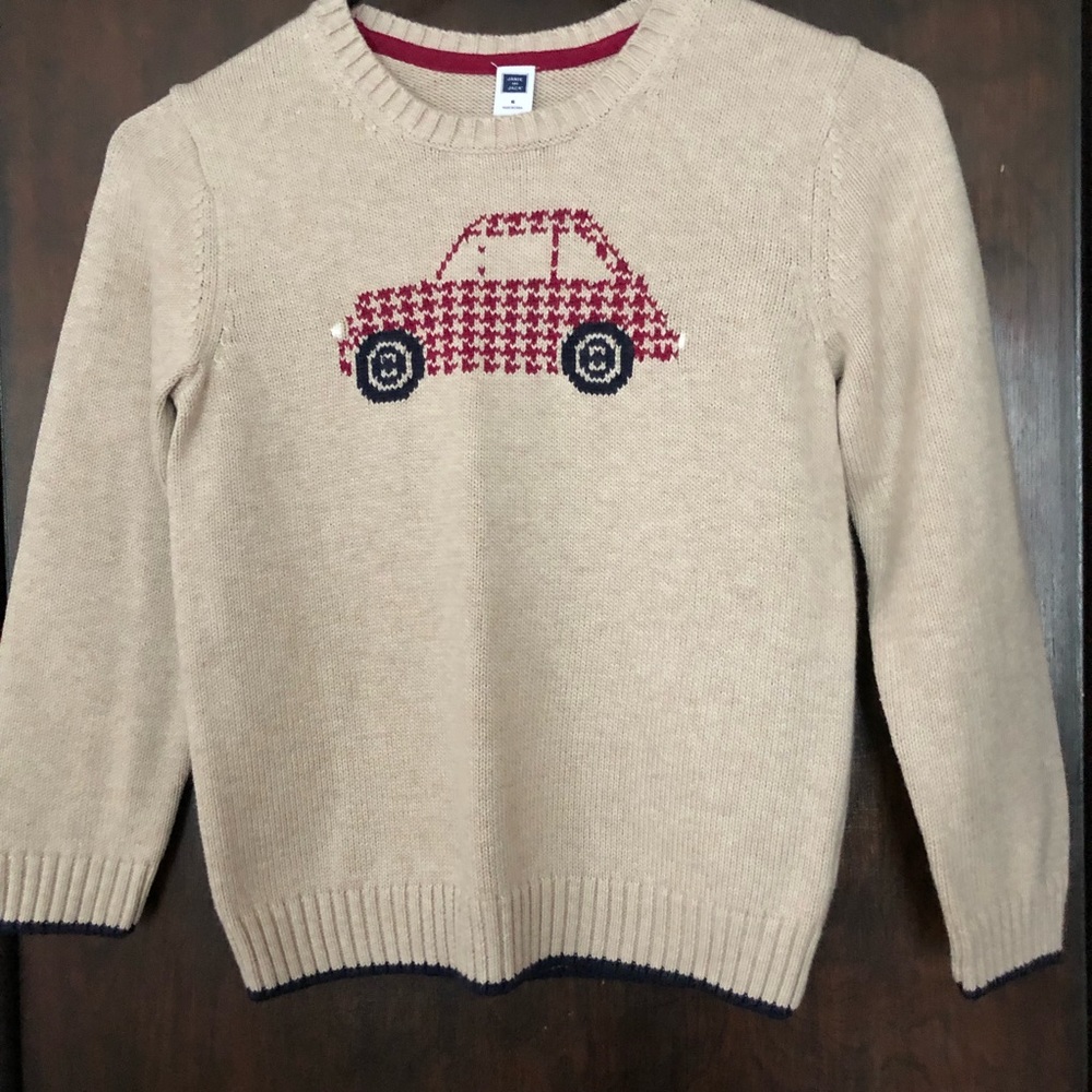 Size 6 Janie and Jack boys long sleeve car sweater